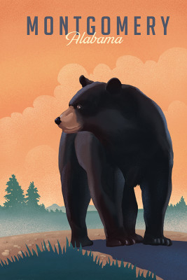 Montgomery, Alabama - Lithograph - Black Bear