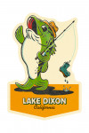 Lake Dixon, California - Vintage Mascot - Bass Fishing - Contour