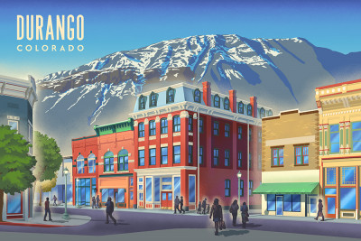 Durango, Colorado - Lithograph - Main Street