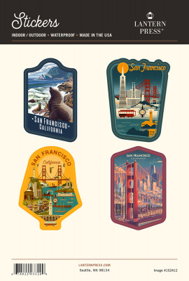 San Francisco, California - Sticker Sheet - 132249, 90595, 90592, 143892
