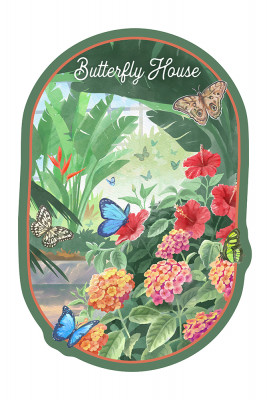 Watercolor Study - Tropical Butterfly House - Contour