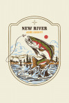 Ashe County, North Carolina - Vintage Linework - Trout Fishing - New River
