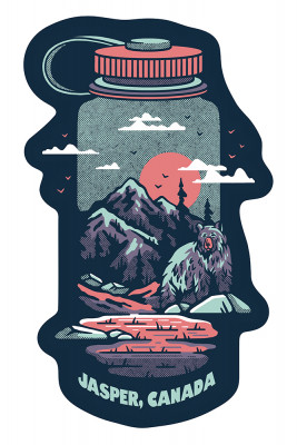 Jasper, Canada - Waterbottle - Distressed Vector - Contour