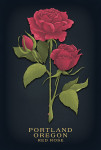 Portland, Oregon - Vintage Flora Noir - Red Rose