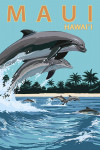 Maui, Hawai'i - Painterly - Dolphins Jumping