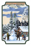 Pagosa Springs, Colorado - Painterly - Snowman Scene - Contour