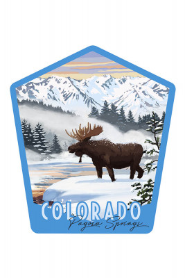 Pagosa Springs, Colorado - Painterly - Moose - Winter Scene - Contour