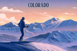 Colorado - Lithograph - Skier At The Top
