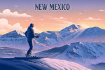 New Mexico - Lithograph - Skier At The Top