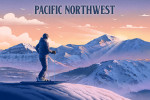 Pacific Northwest - Lithograph - Skier At The Top