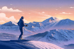Lithograph - Skier At The Top