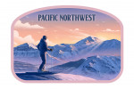 Pacific Northwest - Lithograph - Skier At The Top - Contour