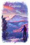California - Watercolor Study - Purple Skies - Ski View