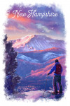 New Hampshire - Watercolor Study - Purple Skies - Ski View