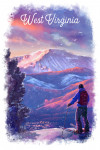West Virginia - Watercolor Study - Purple Skies - Ski View