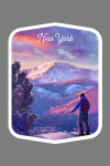 New York - Watercolor Study - Purple Skies - Ski View - Contour