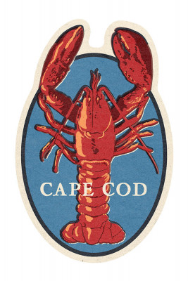 Cape Cod, Massachusetts - Woodblock - Lobster - Contour