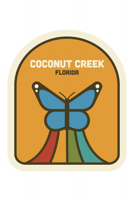 Coconut Creek, Florida - Simple Vector - Blue Morpho - Contour