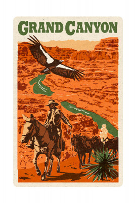 Grand Canyon National Park, Arizona - Woodblock - Contour
