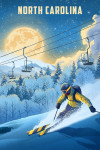 North Carolina - Lithograph - Night Ski