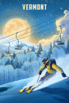 Vermont - Lithograph - Night Ski