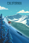 California - Lithograph - Downhill Skier