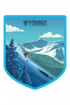 Wyoming - Lithograph - Downhill Skier - Contour