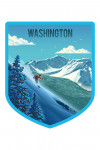 Washington - Lithograph - Downhill Skier - Contour