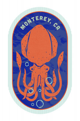 Monterey, California - Dockside Series - Squid - Contour