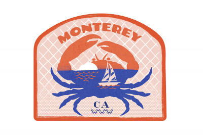 Monterey, California - Dockside Series - Crab - Contour