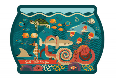 Seal Rock, Oregon - Geometric - Marine Life - Contour