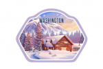 Washington - Lithograph - Mountain Lodge - Winter Scene - Contour