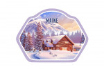 Maine - Lithograph - Mountain Lodge - Winter Scene - Contour
