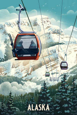 Alaska - Lithograph - Gondola - Orange