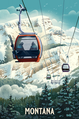 Montana - Lithograph - Gondola - Orange