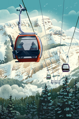 Lithograph - Gondola - Orange