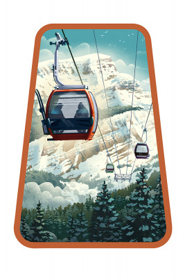 Lithograph - Gondola - Orange - Contour