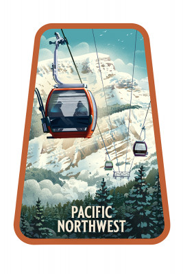 Pacific Northwest - Lithograph - Gondola - Orange - Contour
