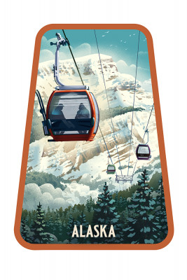 Alaska - Lithograph - Gondola - Orange - Contour