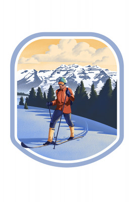 Lithograph - Cross Country Skier - Contour