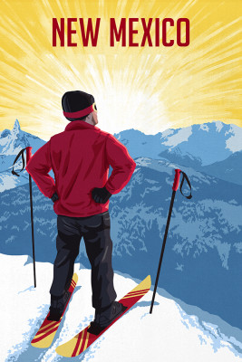 New Mexico - Painterly - Skier At Sunrise