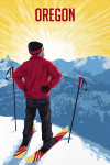 Oregon - Painterly - Skier At Sunrise