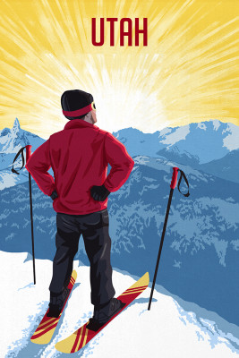 Utah - Painterly - Skier At Sunrise
