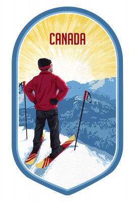 Canada - Painterly - Skier At Sunrise - Contour
