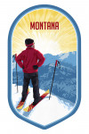 Montana - Painterly - Skier At Sunrise - Contour