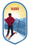 Alaska - Painterly - Skier At Sunrise - Contour
