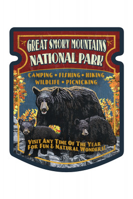 Great Smoky Mountains National Park, Tennessee - Vintage Sign - Black Bear - Contour