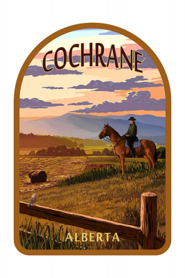 Cochrane, Alberta - Cowboy & Horse - Contour