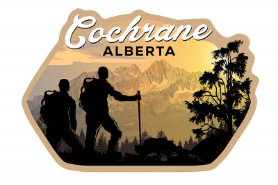 Cochrane, Alberta - Hiker & Mountain Scene - Contour