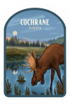 Cochrane, Alberta - Lithograph - Reflection Pond & Bull Moose - Contour